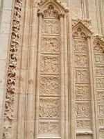 Lyon, Cathedrale Saint Jean, Portail, Porche central, Ebrasement, Plaques decorees (16)